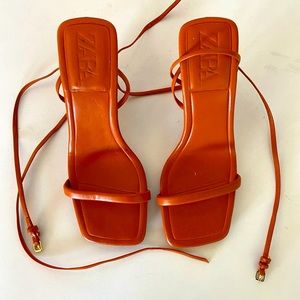 ZARA Orange Strappy Heels